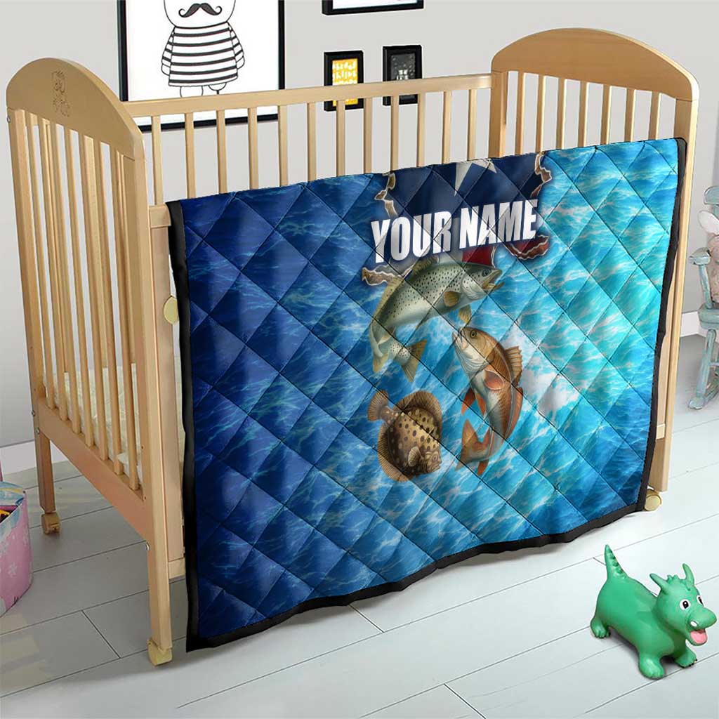 Texas Flag Fishing Quilt with Ocean Fish Graphic and Blue Water Background - Wonder Print Shop