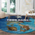 Texas Flag Fishing Round Carpet with Ocean Fish Graphic and Blue Water Background - Wonder Print Shop