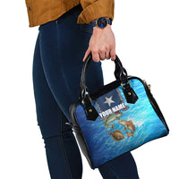 Texas Flag Fishing Shoulder Handbag with Ocean Fish Graphic and Blue Water Background - Wonder Print Shop