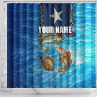 Texas Flag Fishing Shower Curtain with Ocean Fish Graphic and Blue Water Background - Wonder Print Shop