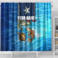 Texas Flag Fishing Shower Curtain with Ocean Fish Graphic and Blue Water Background - Wonder Print Shop