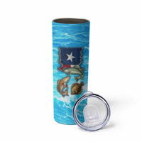Texas Flag Fishing Skinny Tumbler with Ocean Fish Graphic and Blue Water Background - Wonder Print Shop