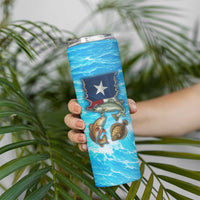 Texas Flag Fishing Skinny Tumbler with Ocean Fish Graphic and Blue Water Background - Wonder Print Shop