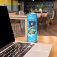 Texas Flag Fishing Skinny Tumbler with Ocean Fish Graphic and Blue Water Background - Wonder Print Shop
