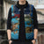 Texas Flag Fishing Sleeveless Puffer Jacket with Ocean Fish Graphic and Blue Water Background - Wonder Print Shop