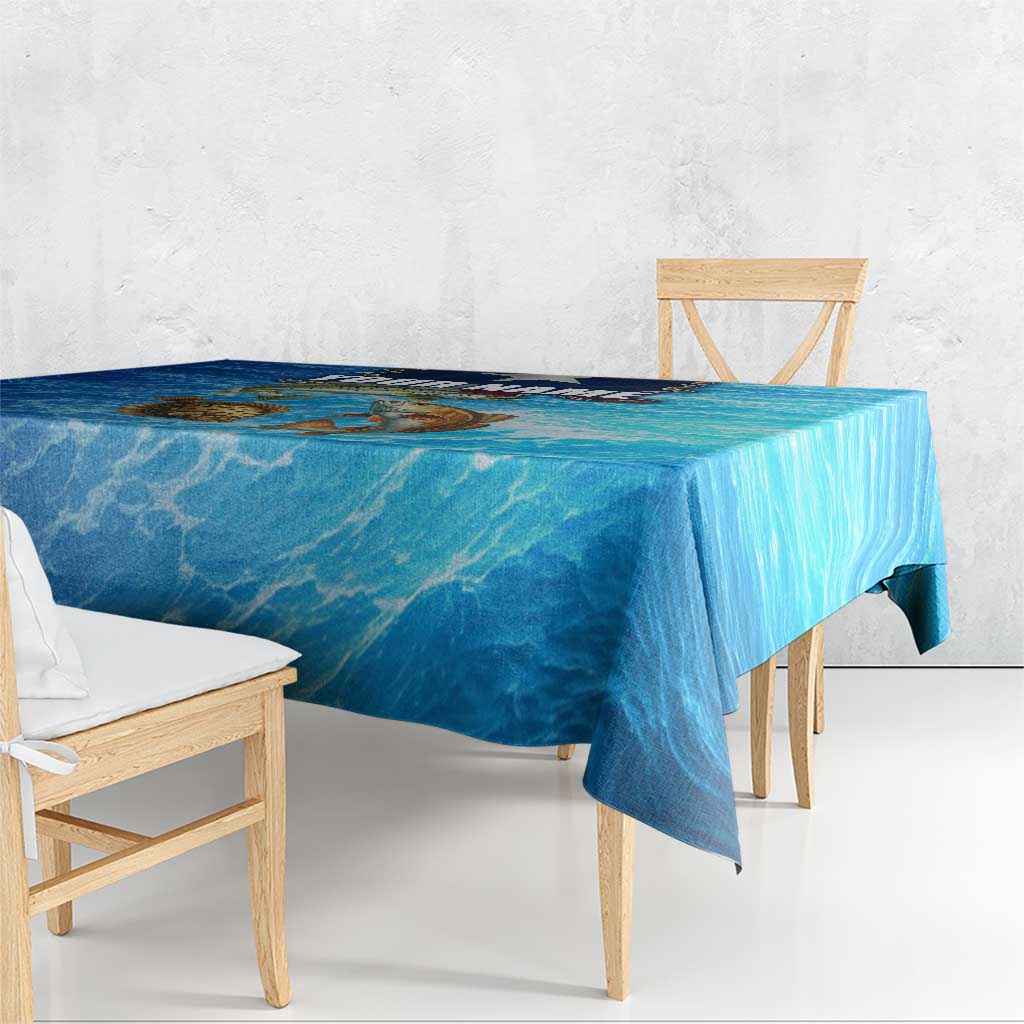 Texas Flag Fishing Tablecloth with Ocean Fish Graphic and Blue Water Background - Wonder Print Shop