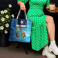 Texas Flag Fishing Tote Bag with Ocean Fish Graphic and Blue Water Background - Wonder Print Shop