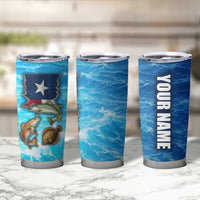 Texas Flag Fishing Tumbler Cup with Ocean Fish Graphic and Blue Water Background - Wonder Print Shop