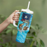 Texas Flag Fishing Tumbler With Handle with Ocean Fish Graphic and Blue Water Background - Wonder Print Shop
