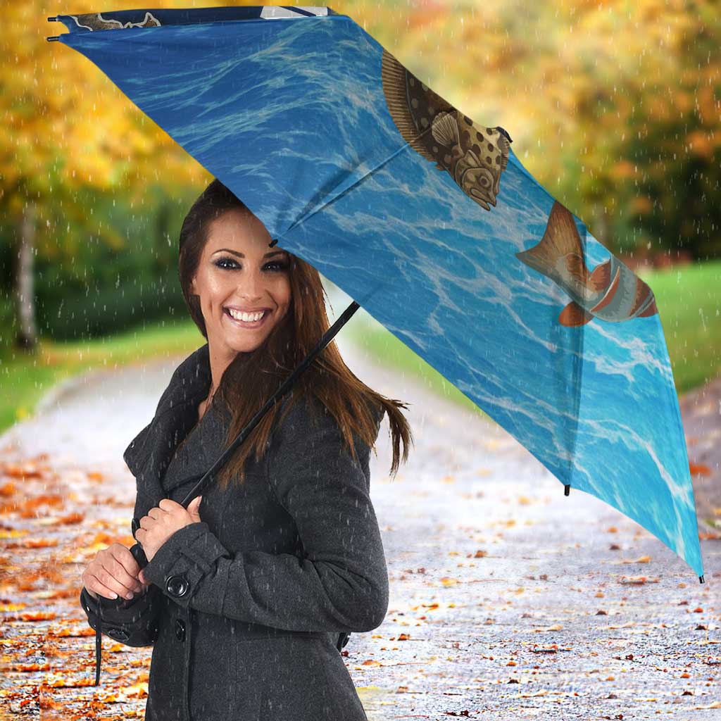 Texas Flag Fishing Umbrella with Ocean Fish Graphic and Blue Water Background - Wonder Print Shop