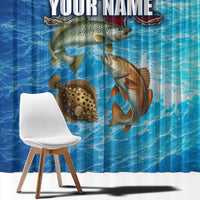 Texas Flag Fishing Window Curtain with Ocean Fish Graphic and Blue Water Background - Wonder Print Shop