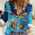 Texas Flag Fishing Women Casual Shirt with Ocean Fish Graphic and Blue Water Background - Wonder Print Shop