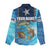 Texas Flag Fishing Women Casual Shirt with Ocean Fish Graphic and Blue Water Background - Wonder Print Shop
