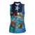 Texas Flag Fishing Women Sleeveless Polo Shirt with Ocean Fish Graphic and Blue Water Background - Wonder Print Shop