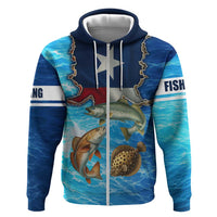 Texas Flag Fishing Zip Hoodie with Ocean Fish Graphic and Blue Water Background - Wonder Print Shop