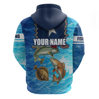 Texas Flag Fishing Zip Hoodie with Ocean Fish Graphic and Blue Water Background - Wonder Print Shop