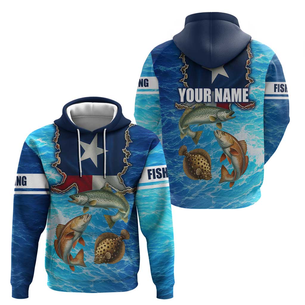 Texas Flag Fishing Zip Hoodie with Ocean Fish Graphic and Blue Water Background - Wonder Print Shop