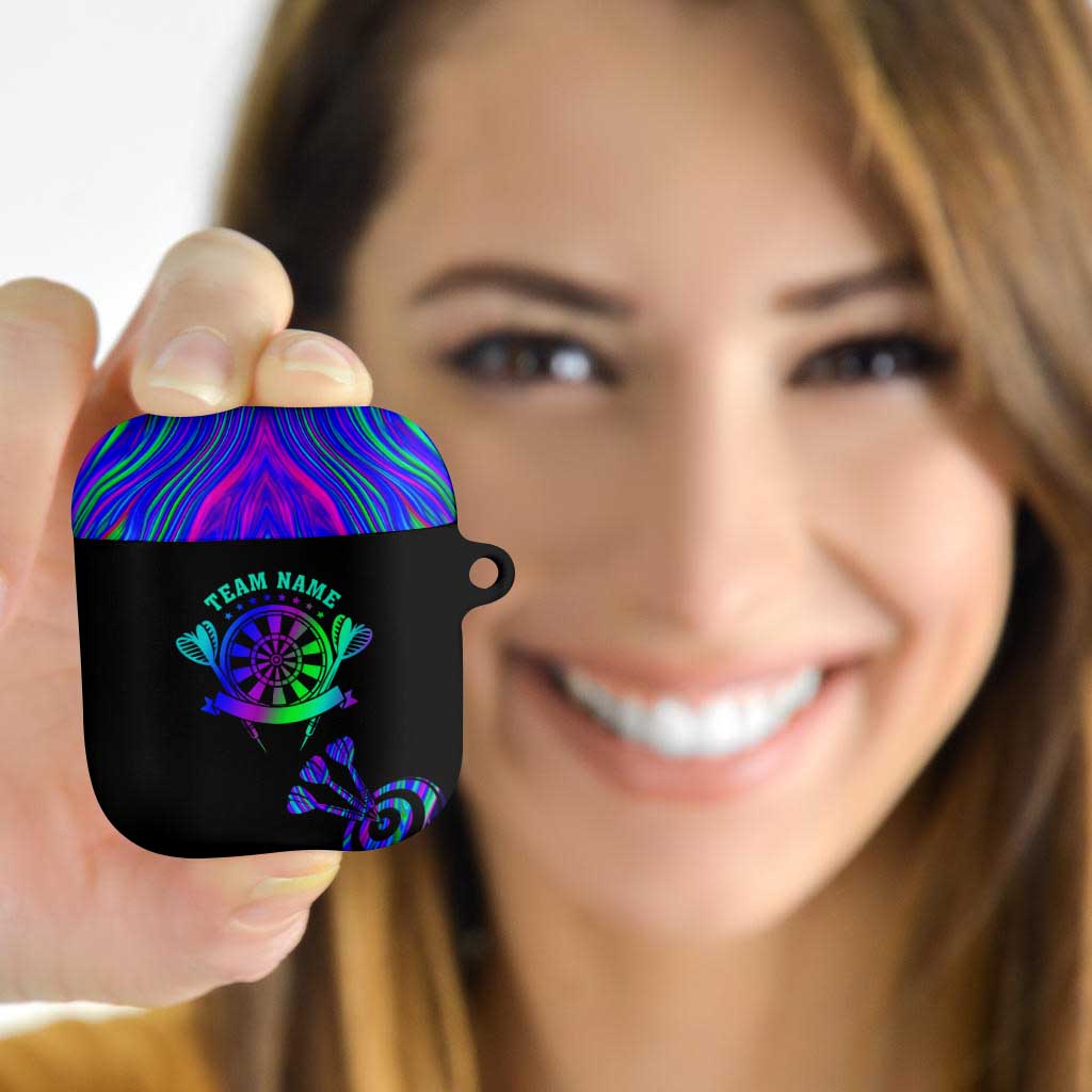 Neon Dartboard Darts AirPods Case with Colorful Target and Psychedelic Swirl Pattern - Wonder Print Shop