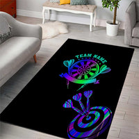 Neon Dartboard Darts Area Rug with Colorful Target and Psychedelic Swirl Pattern - Wonder Print Shop