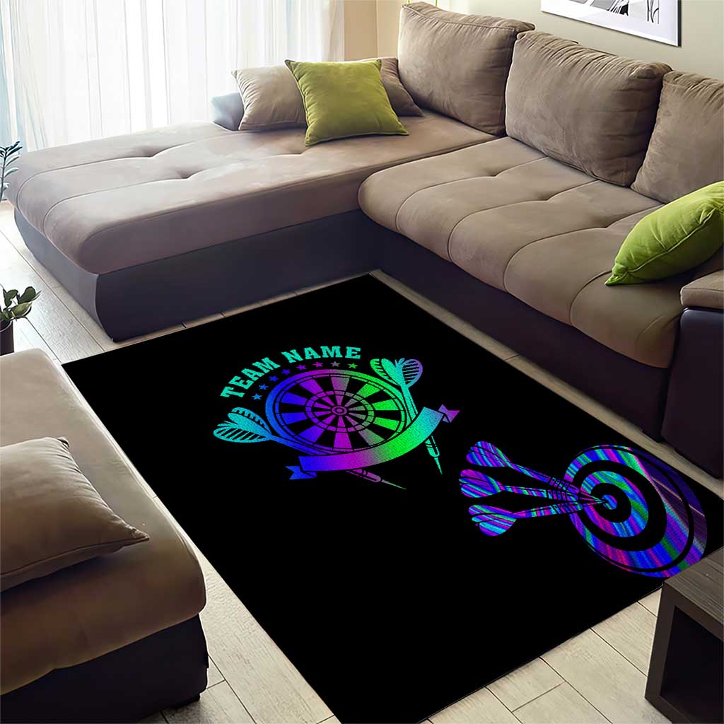 Neon Dartboard Darts Area Rug with Colorful Target and Psychedelic Swirl Pattern - Wonder Print Shop