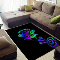 Neon Dartboard Darts Area Rug with Colorful Target and Psychedelic Swirl Pattern - Wonder Print Shop
