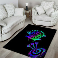 Neon Dartboard Darts Area Rug with Colorful Target and Psychedelic Swirl Pattern - Wonder Print Shop