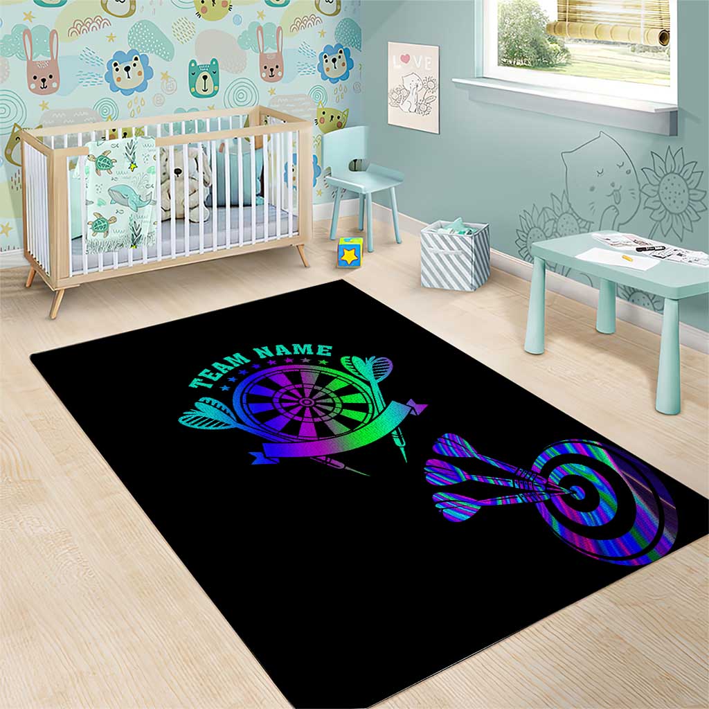 Neon Dartboard Darts Area Rug with Colorful Target and Psychedelic Swirl Pattern - Wonder Print Shop