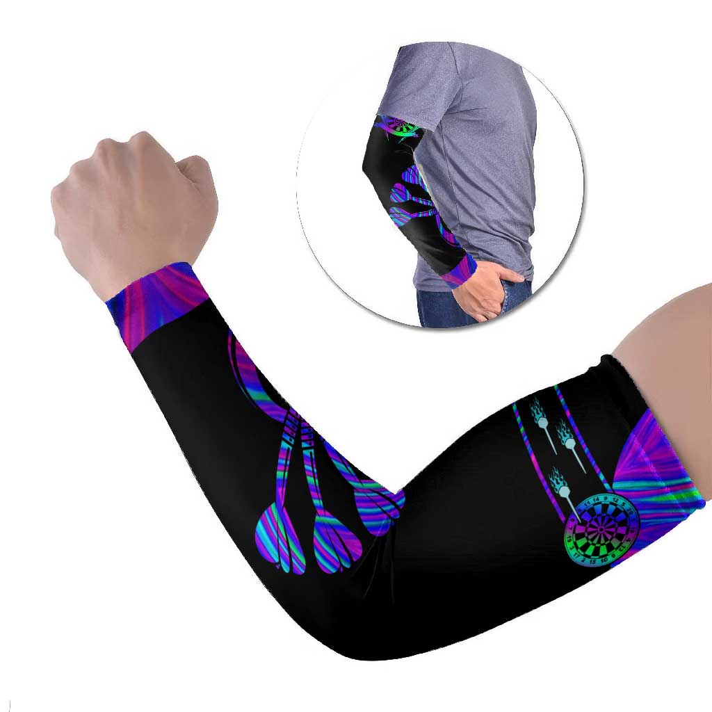 Neon Dartboard Darts Arm Sleeves with Colorful Target and Psychedelic Swirl Pattern - Wonder Print Shop