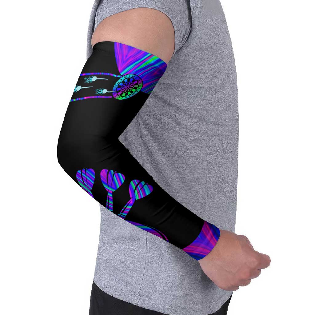 Neon Dartboard Darts Arm Sleeves with Colorful Target and Psychedelic Swirl Pattern - Wonder Print Shop