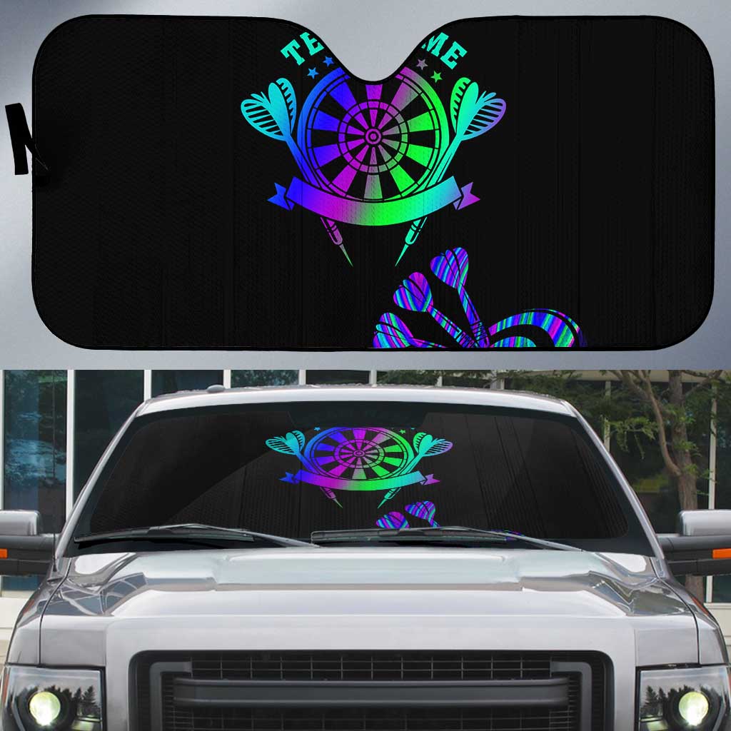 Neon Dartboard Darts Auto Sun Shade with Colorful Target and Psychedelic Swirl Pattern - Wonder Print Shop