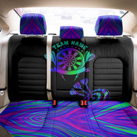 Neon Dartboard Darts Back Car Seat Cover with Colorful Target and Psychedelic Swirl Pattern - Wonder Print Shop