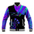 Neon Dartboard Darts Baseball Jacket with Colorful Target and Psychedelic Swirl Pattern - Wonder Print Shop