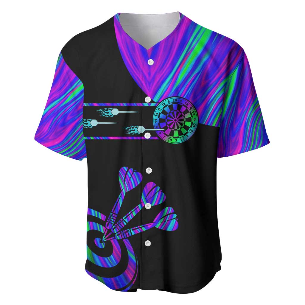 Neon Dartboard Darts Baseball Jersey with Colorful Target and Psychedelic Swirl Pattern - Wonder Print Shop