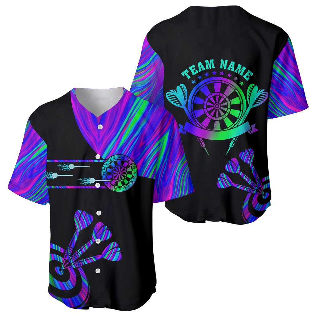 Neon Dartboard Darts Baseball Jersey with Colorful Target and Psychedelic Swirl Pattern - Wonder Print Shop