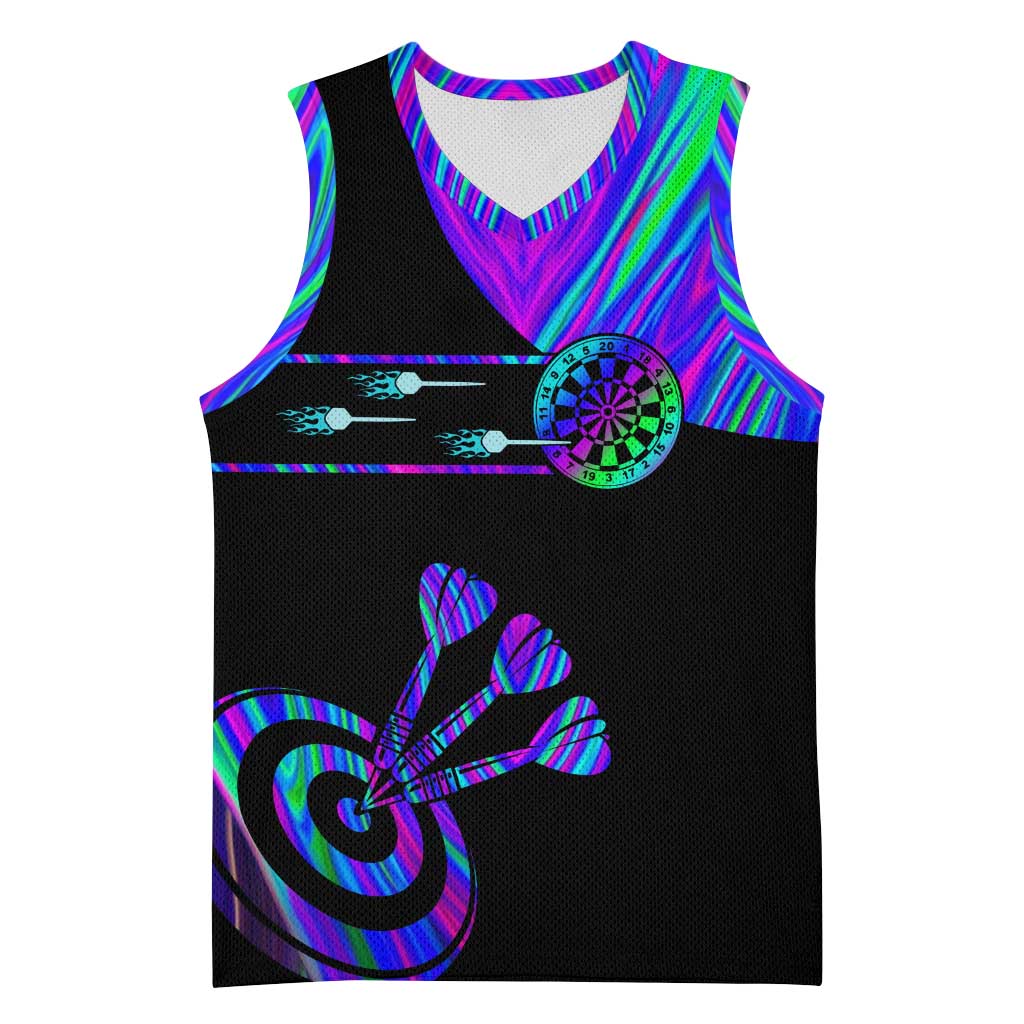 Neon Dartboard Darts Basketball Jersey with Colorful Target and Psychedelic Swirl Pattern - Wonder Print Shop
