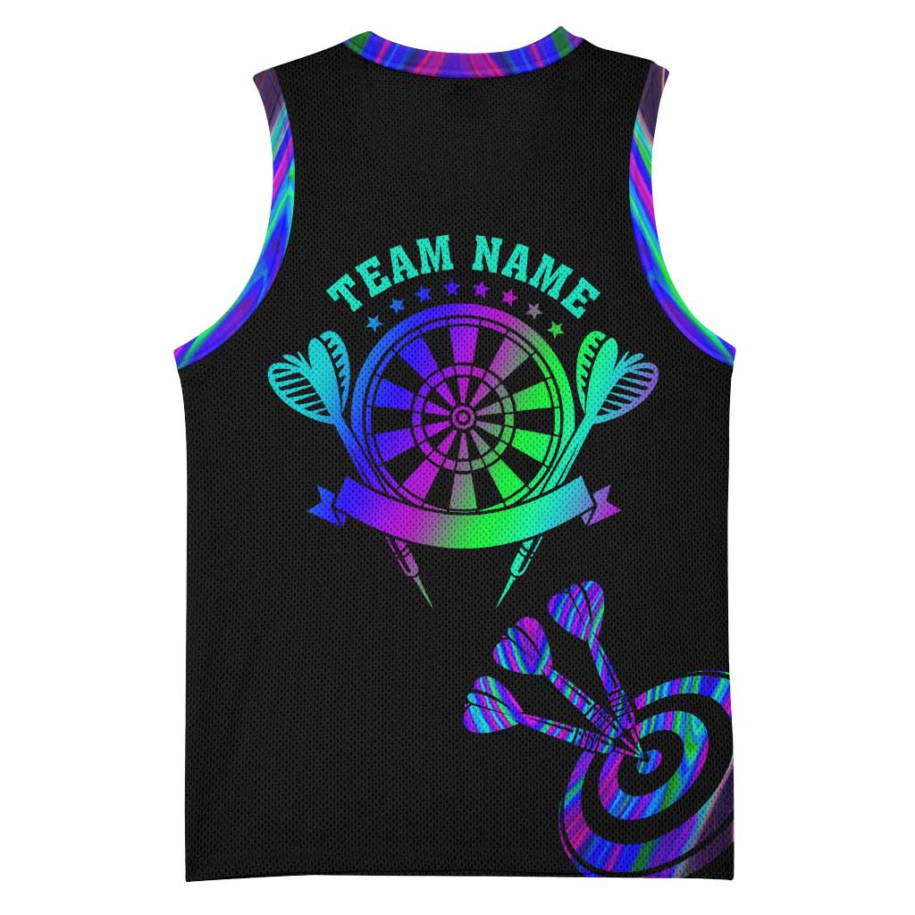 Neon Dartboard Darts Basketball Jersey with Colorful Target and Psychedelic Swirl Pattern - Wonder Print Shop