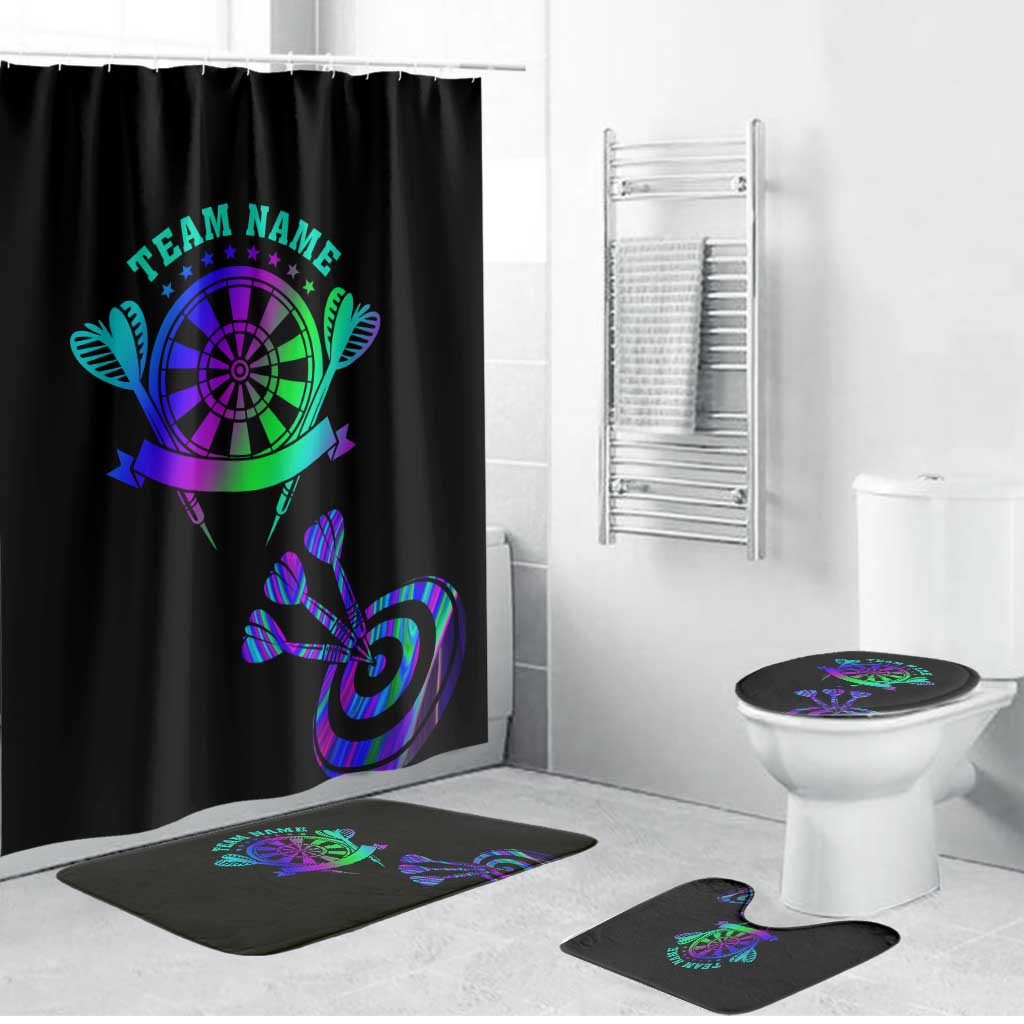 Neon Dartboard Darts Bathroom Set with Colorful Target and Psychedelic Swirl Pattern - Wonder Print Shop