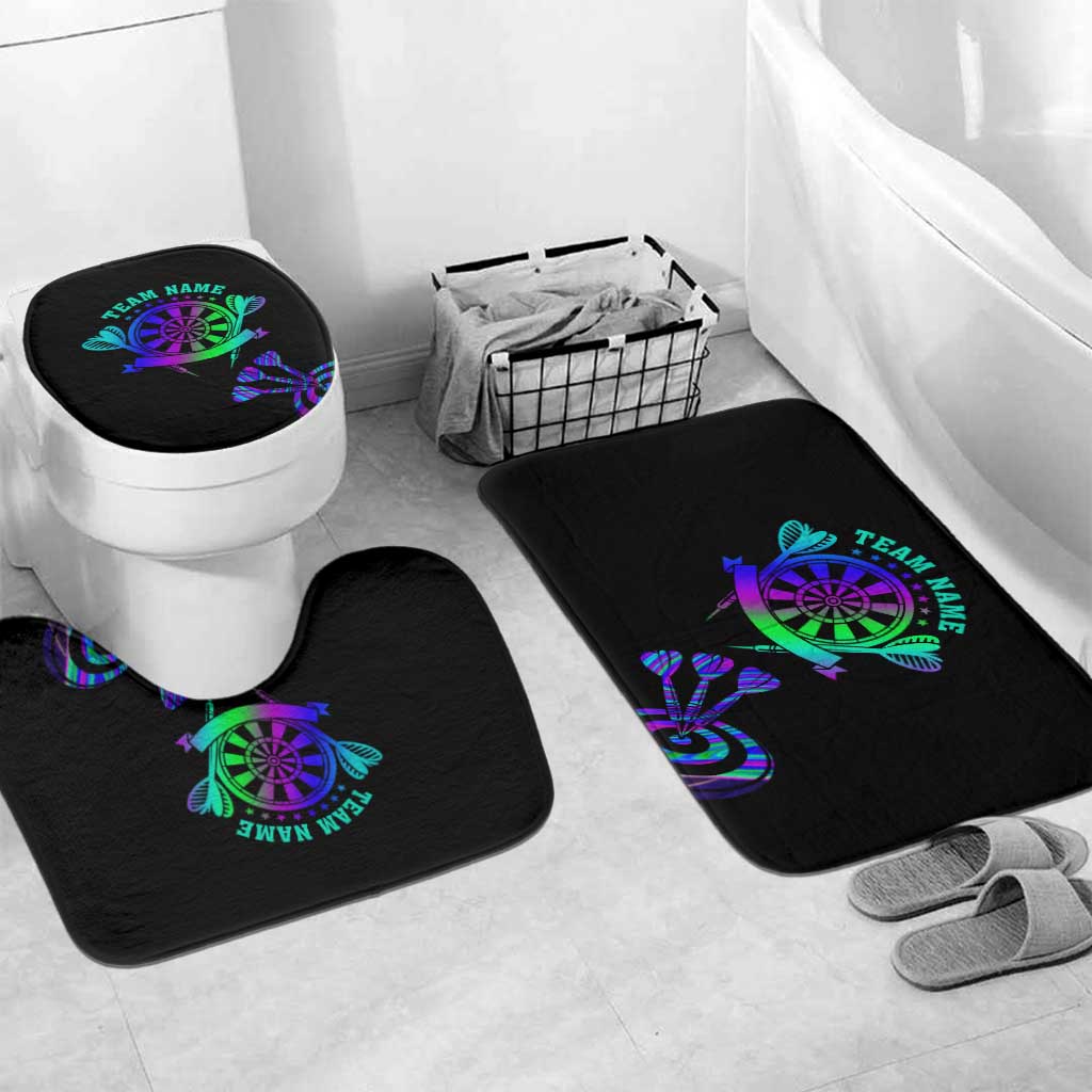 Neon Dartboard Darts Bathroom Set with Colorful Target and Psychedelic Swirl Pattern - Wonder Print Shop