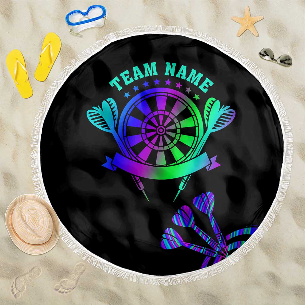 Neon Dartboard Darts Beach Blanket with Colorful Target and Psychedelic Swirl Pattern - Wonder Print Shop
