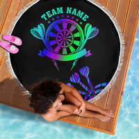 Neon Dartboard Darts Beach Blanket with Colorful Target and Psychedelic Swirl Pattern - Wonder Print Shop