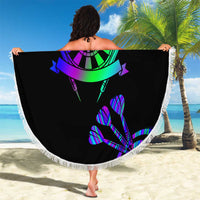 Neon Dartboard Darts Beach Blanket with Colorful Target and Psychedelic Swirl Pattern - Wonder Print Shop