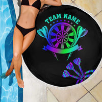 Neon Dartboard Darts Beach Blanket with Colorful Target and Psychedelic Swirl Pattern - Wonder Print Shop