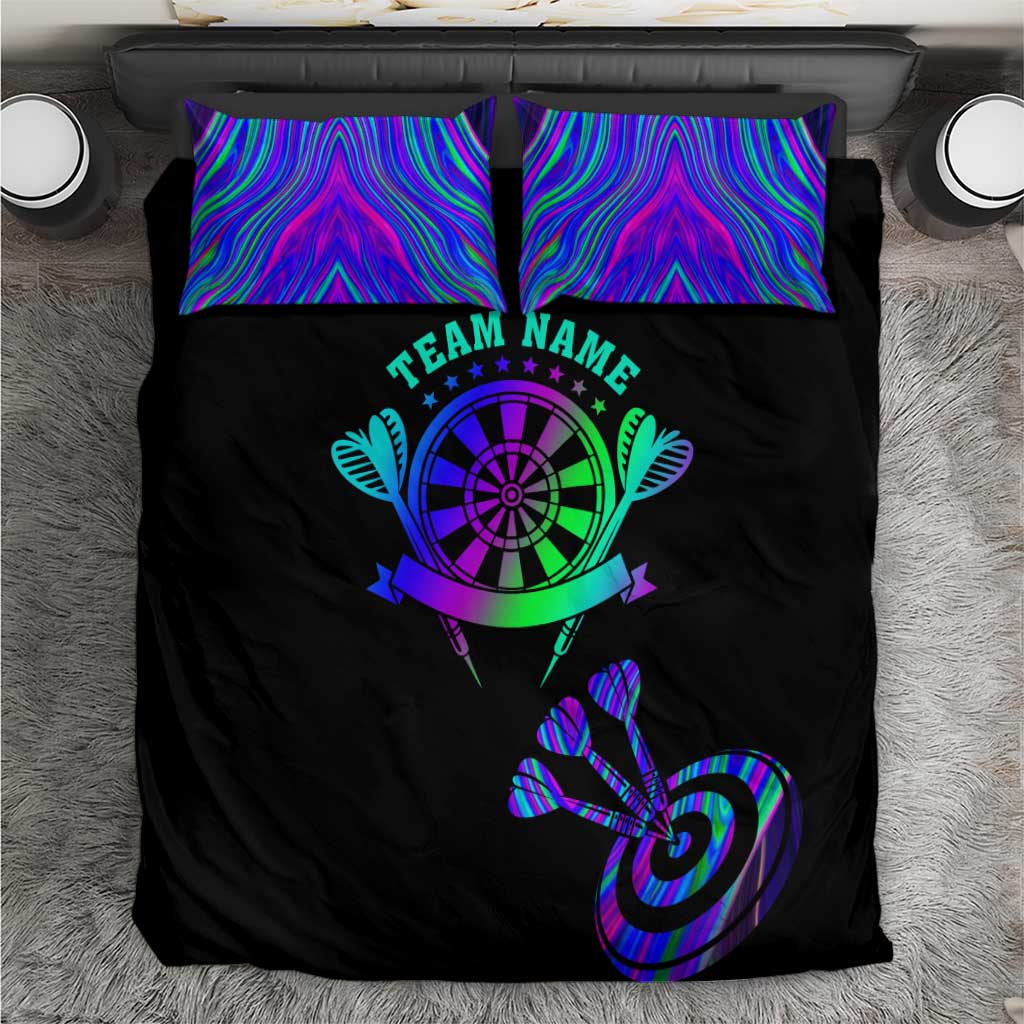 Neon Dartboard Darts Bedding Set with Colorful Target and Psychedelic Swirl Pattern - Wonder Print Shop