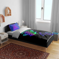 Neon Dartboard Darts Bedding Set with Colorful Target and Psychedelic Swirl Pattern - Wonder Print Shop