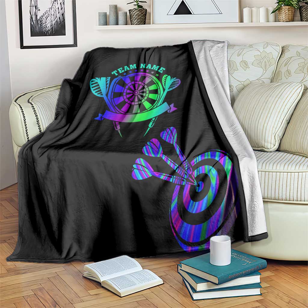 Neon Dartboard Darts Blanket with Colorful Target and Psychedelic Swirl Pattern - Wonder Print Shop