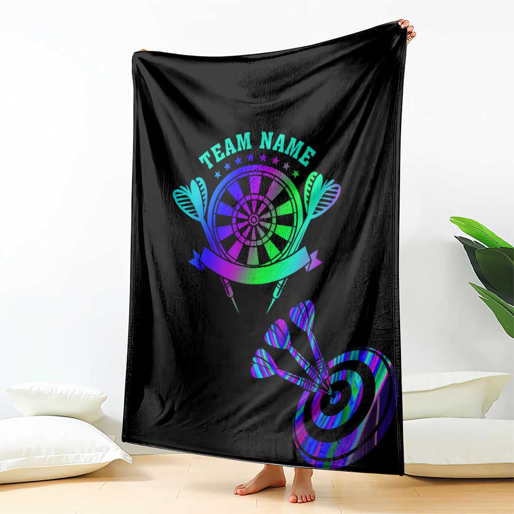 Neon Dartboard Darts Blanket with Colorful Target and Psychedelic Swirl Pattern - Wonder Print Shop