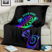 Neon Dartboard Darts Blanket with Colorful Target and Psychedelic Swirl Pattern - Wonder Print Shop