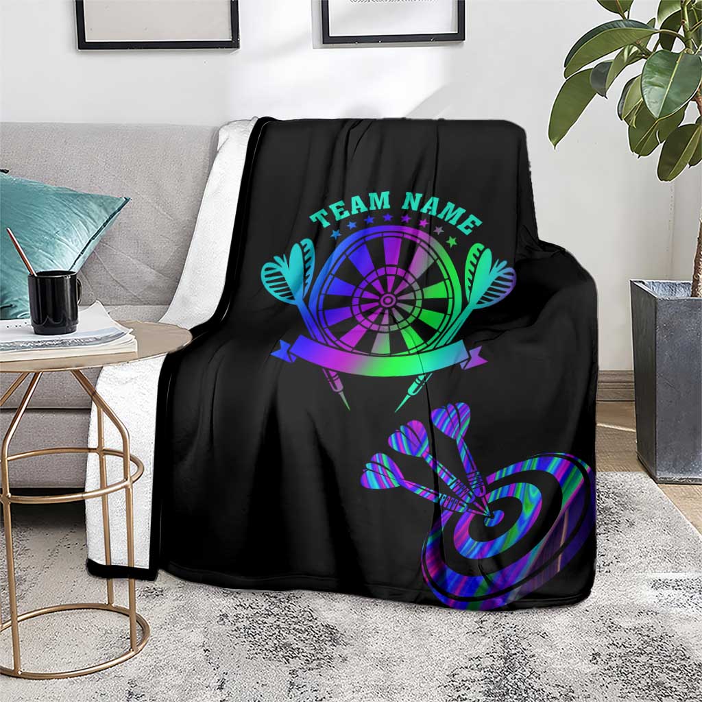 Neon Dartboard Darts Blanket with Colorful Target and Psychedelic Swirl Pattern - Wonder Print Shop