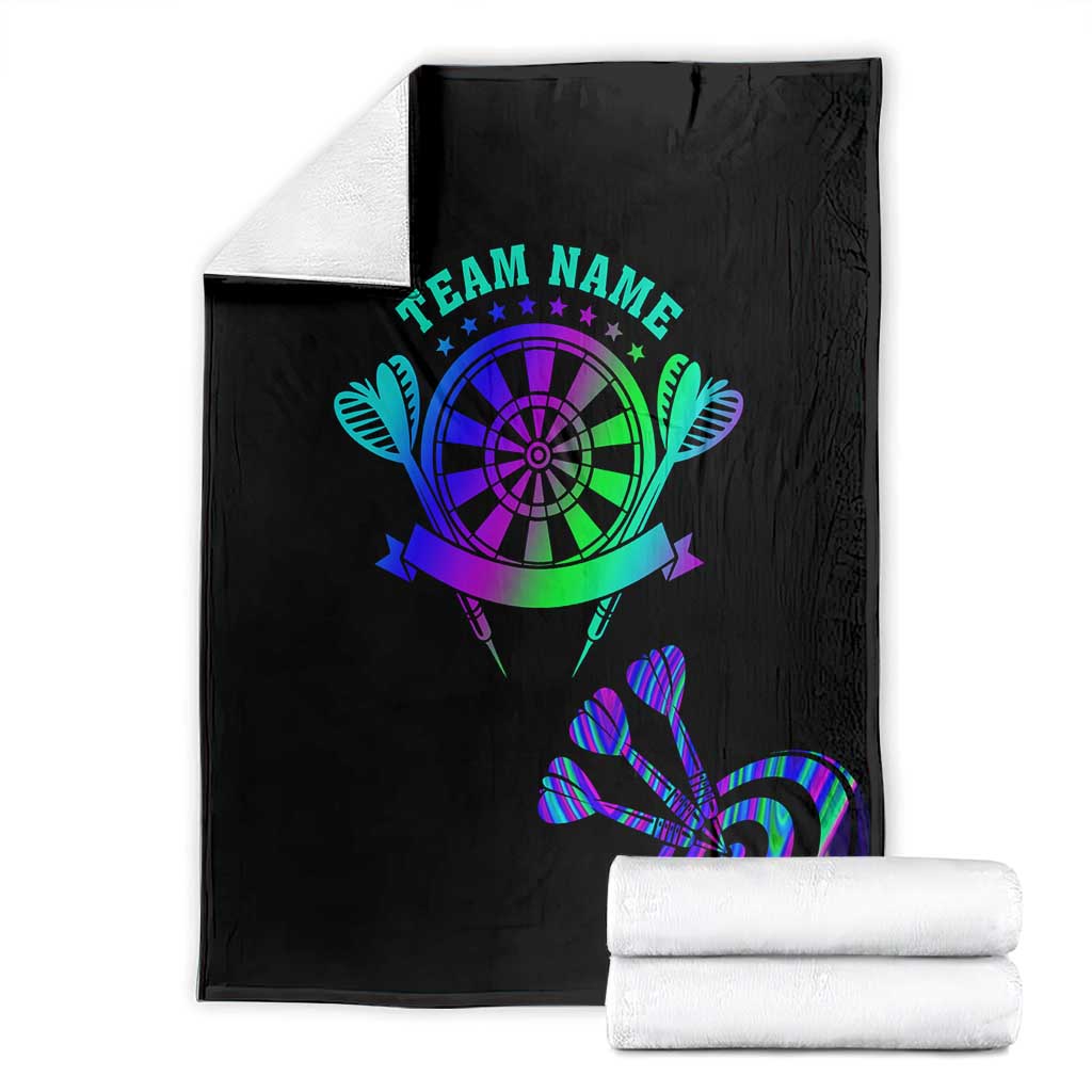 Neon Dartboard Darts Blanket with Colorful Target and Psychedelic Swirl Pattern - Wonder Print Shop