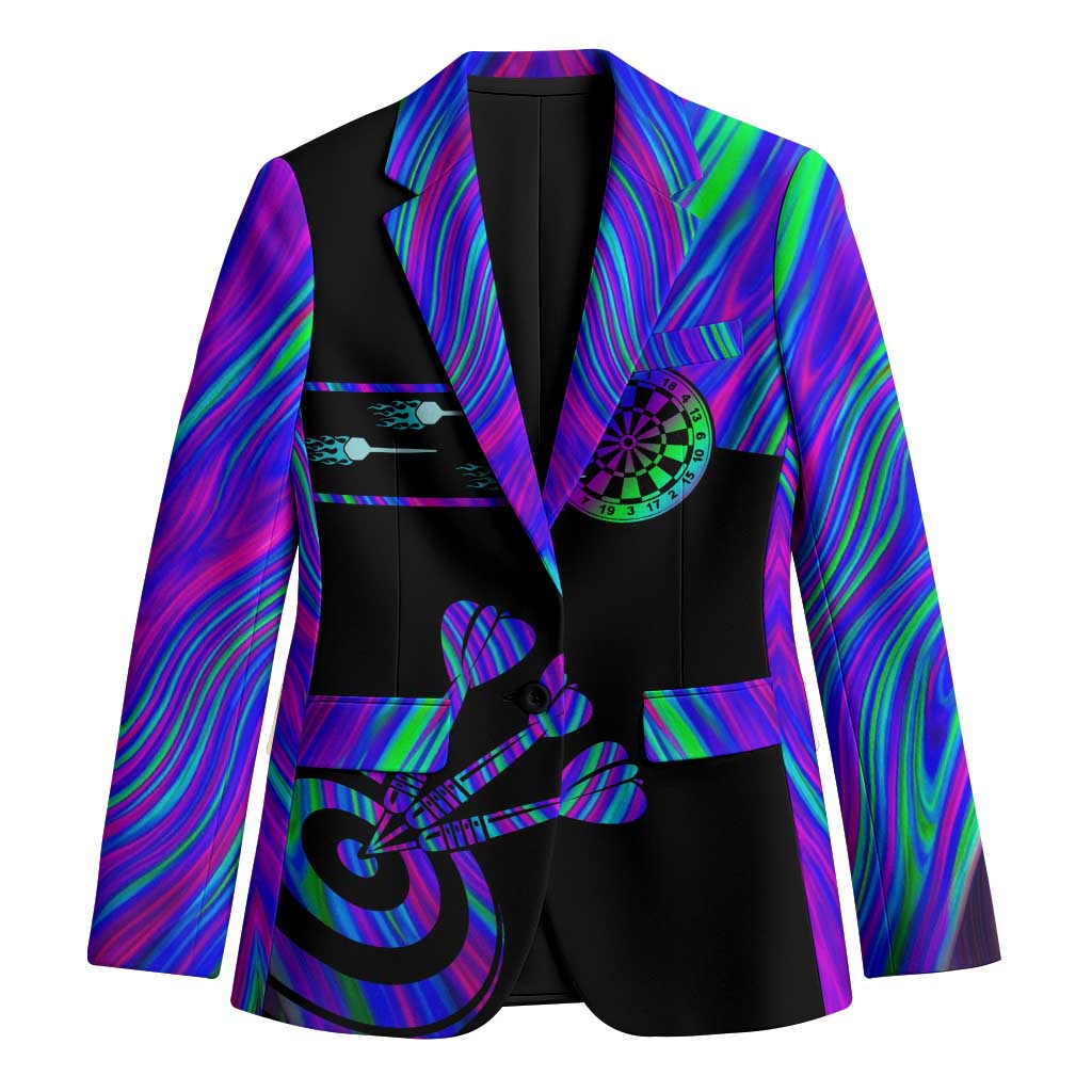 Neon Dartboard Darts Blazer with Colorful Target and Psychedelic Swirl Pattern - Wonder Print Shop